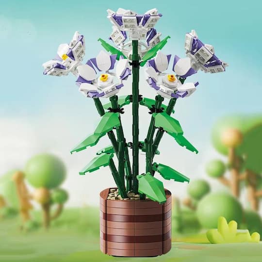 Wizardi Rose Bonsai Potted Flower Building Bricks Kit